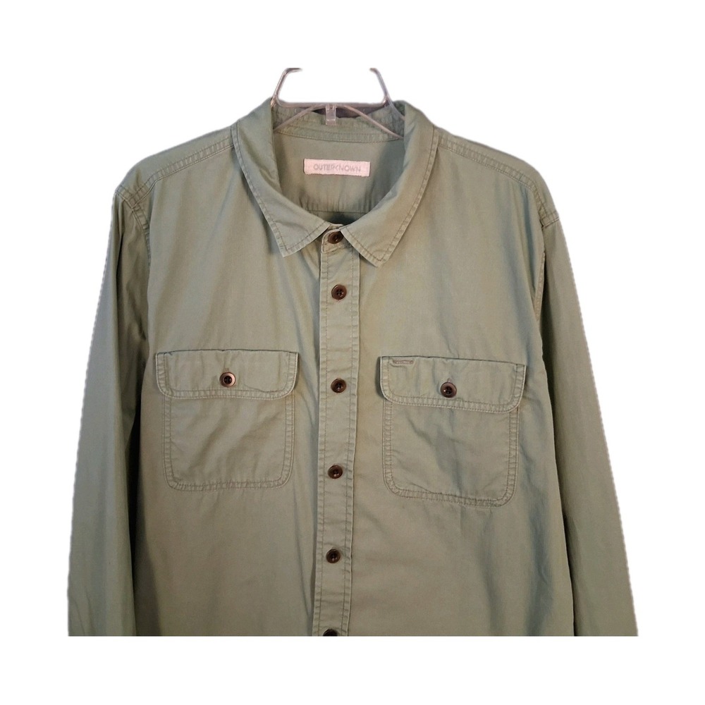 Outerknown Men's XL Green Military Safari Shirt Button Organic Cotton